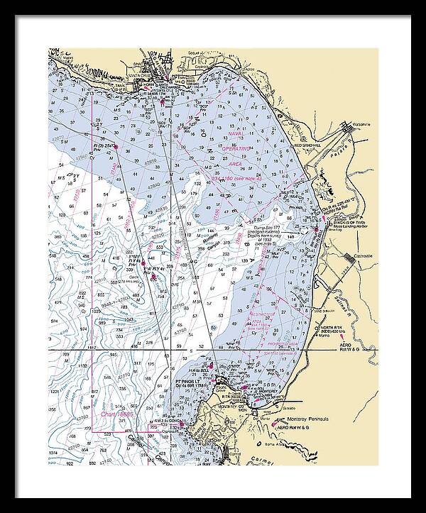 Monterey Bay-california Nautical Chart 1 - Framed Print