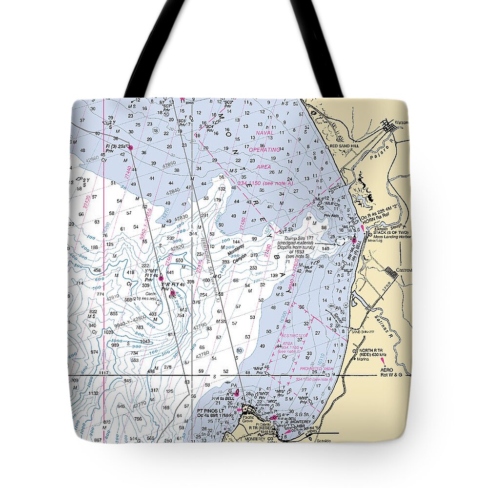 Monterey Bay-california Nautical Chart 1 - Tote Bag