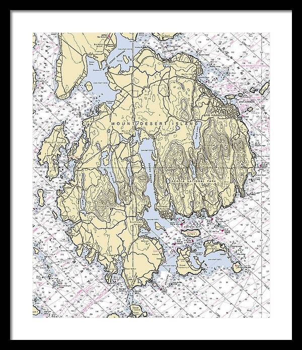 Mt Desert Island-maine Nautical Chart 1 - Framed Print