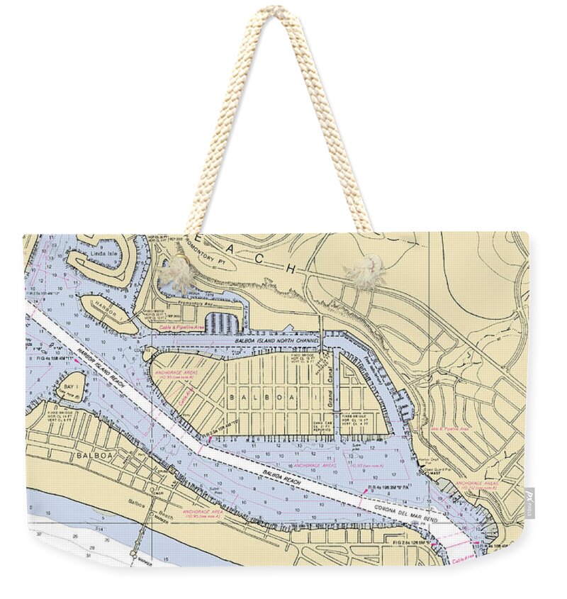Newport Beach-california Nautical Chart 1 - Weekender Tote Bag