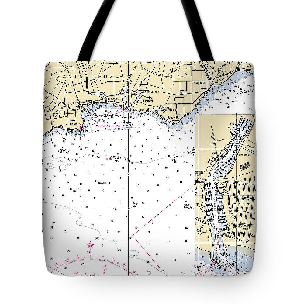 Santa Cruz-california Nautical Chart 1 - Tote Bag