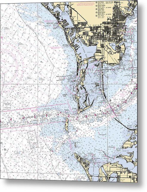 Tampa Bay-florida Nautical Chart 1 - Metal Print
