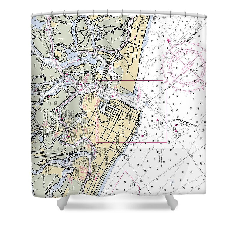 Absecon Inlet -new Jersey Nautical Chart _v2 - Shower Curtain