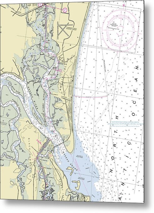 Amelia Island Florida Nautical Chart - Metal Print