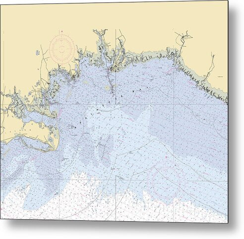 Apalachee-bay -florida Nautical Chart _v6 - Metal Print