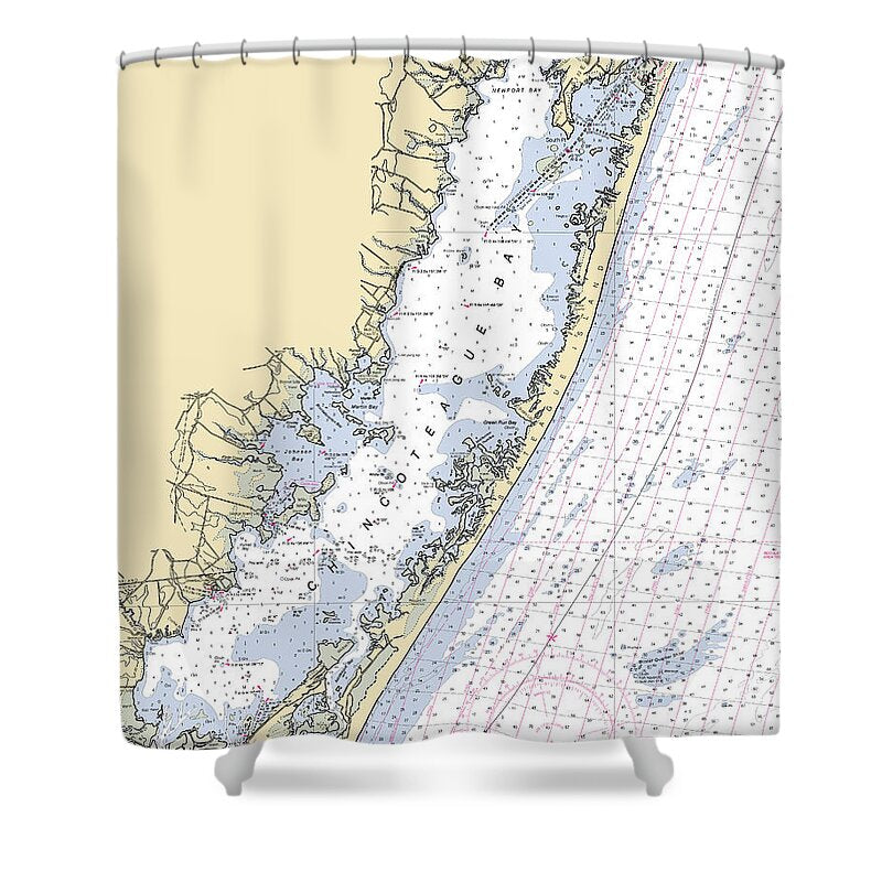 Assateague Island -maryland Nautical Chart _v2 - Shower Curtain