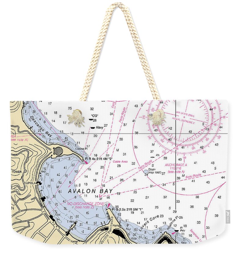 Avalon Bay California Nautical Chart - Weekender Tote Bag