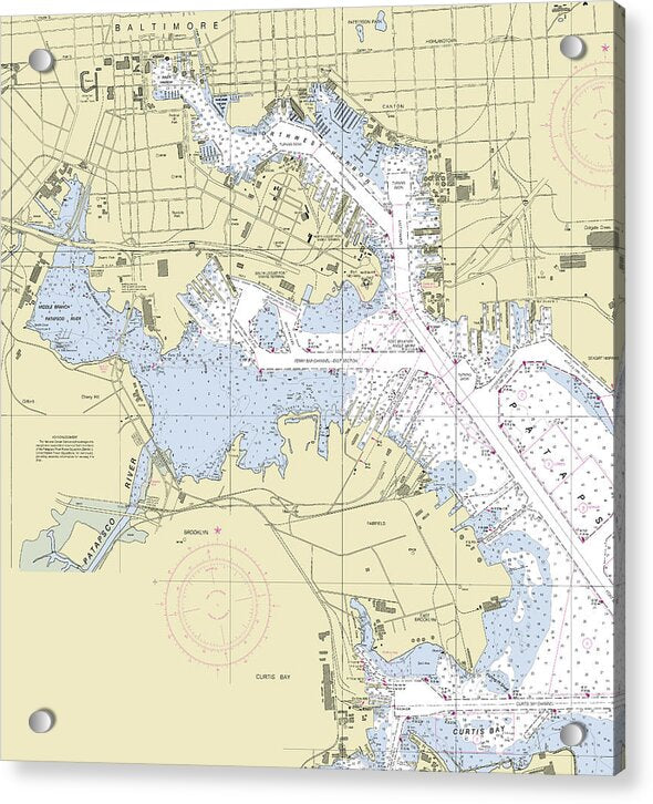 Baltimore Maryland Nautical Chart - Acrylic Print