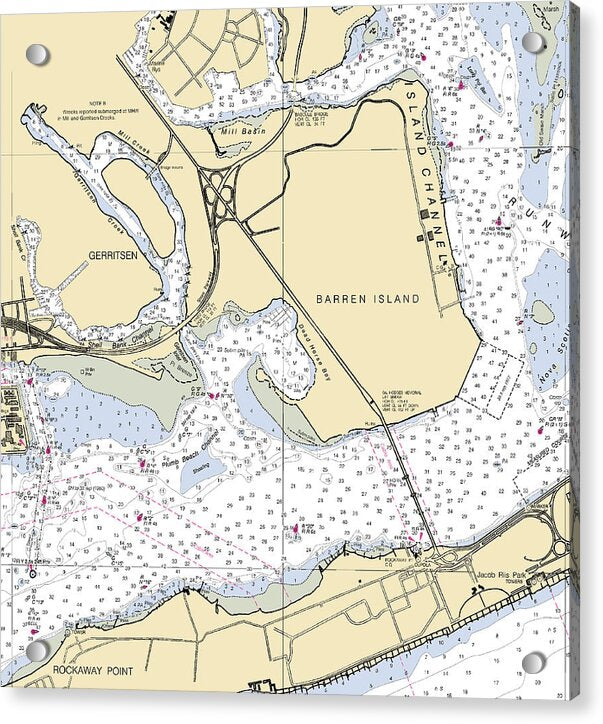 Barren Island-new York Nautical Chart - Acrylic Print