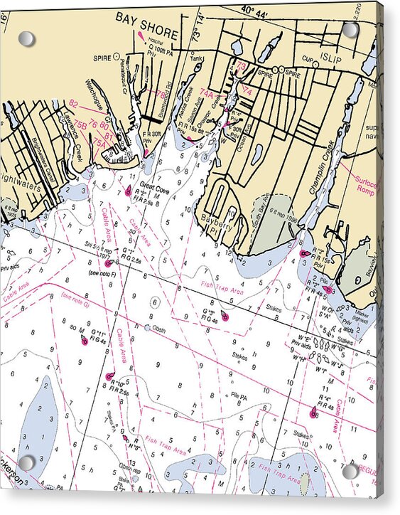 Bayshore-new York Nautical Chart - Acrylic Print