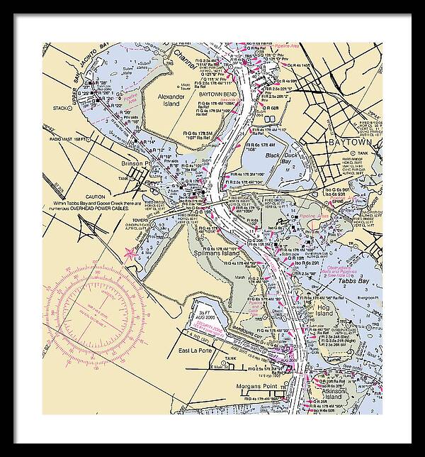 Baytown To Morgan Point-texas Nautical Chart - Framed Print