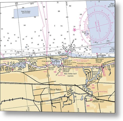 Boca-raton -florida Nautical Chart _v6 - Metal Print