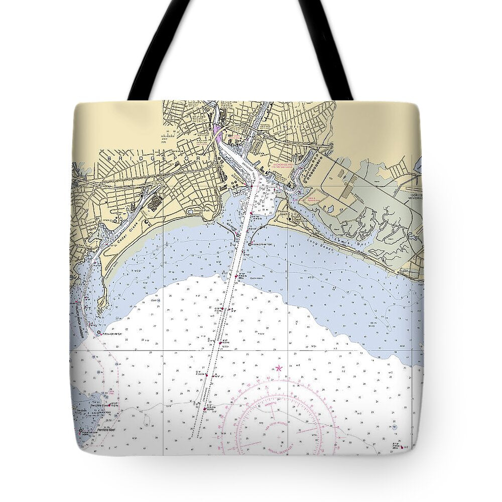 Brigdeport -connecticut Nautical Chart _v4 - Tote Bag