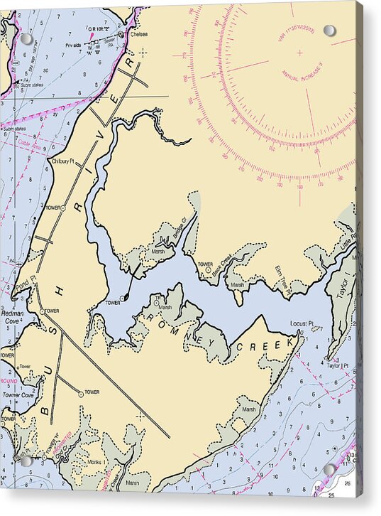 Bush River-maryland Nautical Chart - Acrylic Print