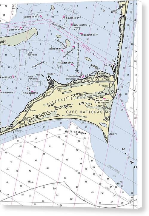 Cape Hatteras North Carolina Nautical Chart - Canvas Print