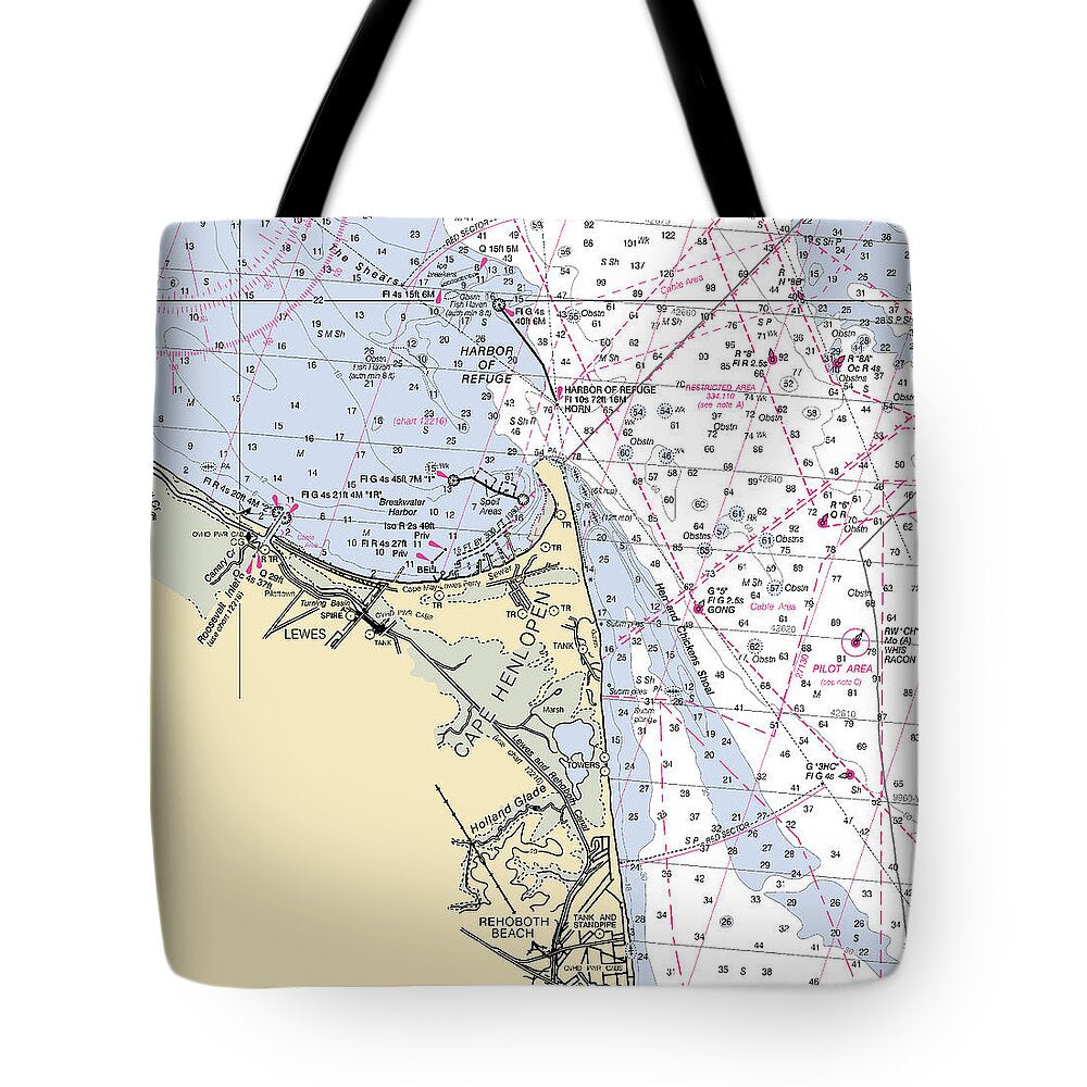 Cape Henlopen -delaware Nautical Chart _v2 - Tote Bag