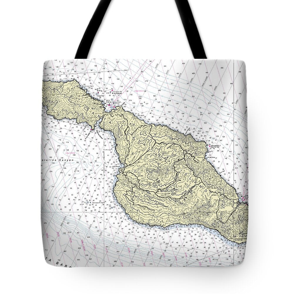 Catalina California Nautical Chart - Tote Bag