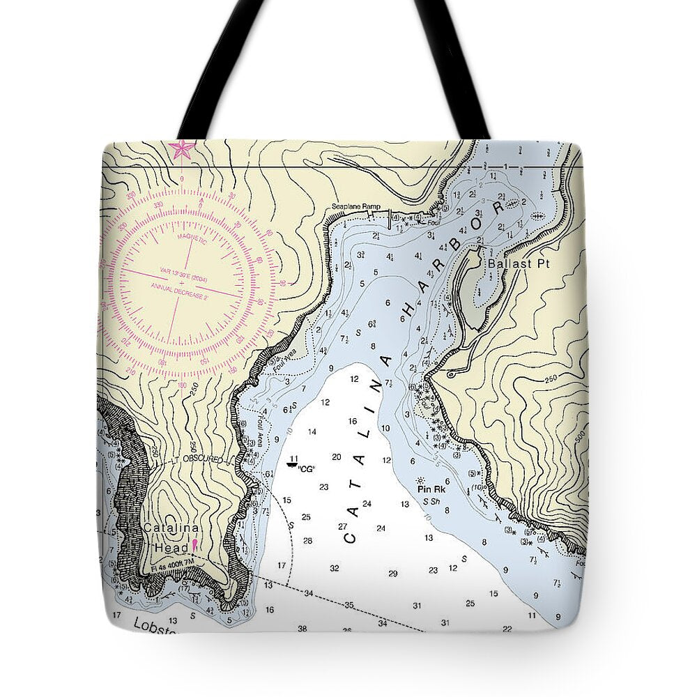 Catalina Harbor California Nautical Chart - Tote Bag
