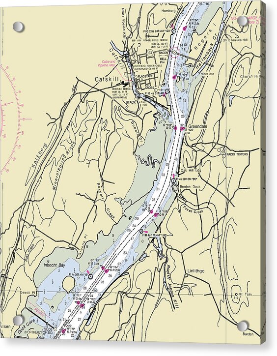 Catskill New York Nautical Chart - Acrylic Print
