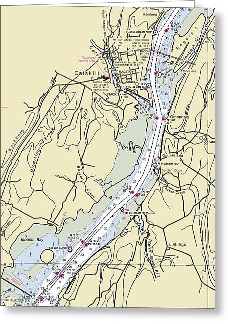 Catskill New York Nautical Chart - Greeting Card
