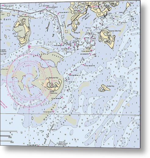 Cedar Keys-florida Nautical Chart - Metal Print