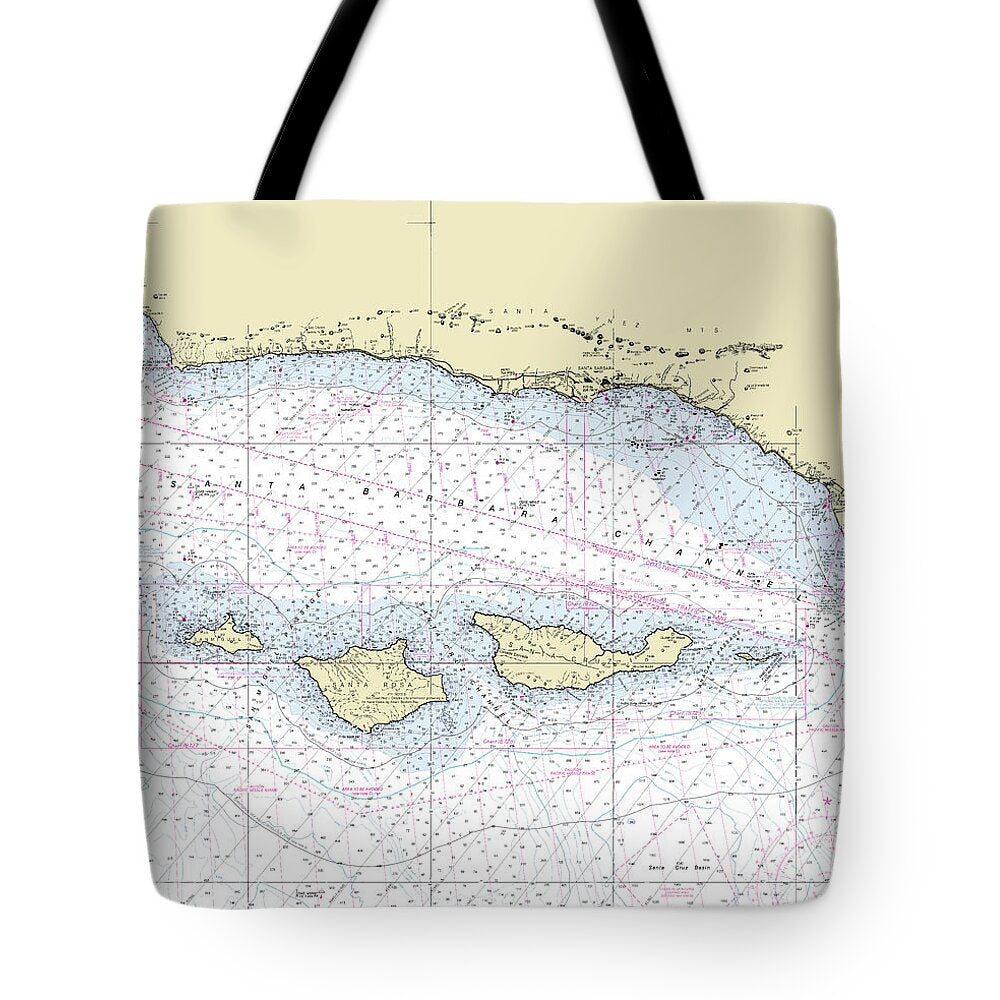 Channel Islands California Nautical Chart - Tote Bag