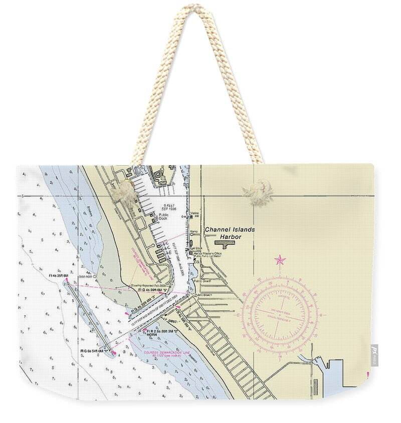 Channel Islands Harbor California Nautical Chart - Weekender Tote Bag