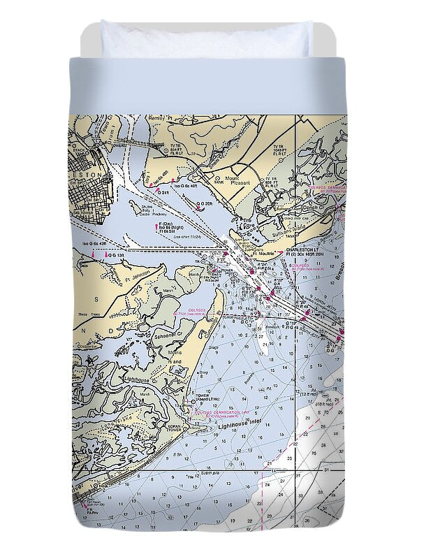 Charleston -south Carolina Nautical Chart _v2 - Duvet Cover