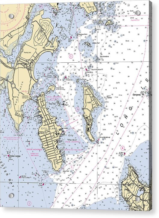 City Island-new York Nautical Chart - Acrylic Print