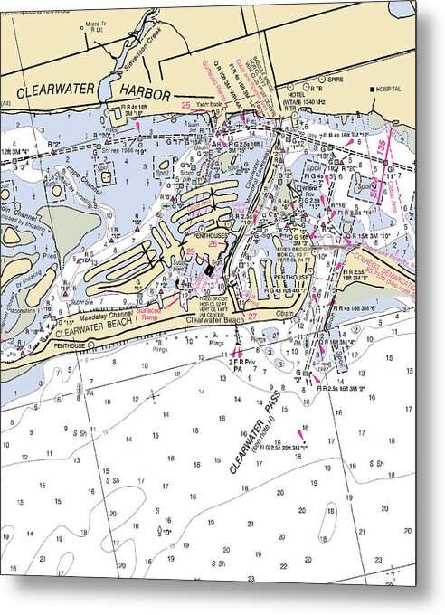 Clearwater -florida Nautical Chart _v2 - Metal Print