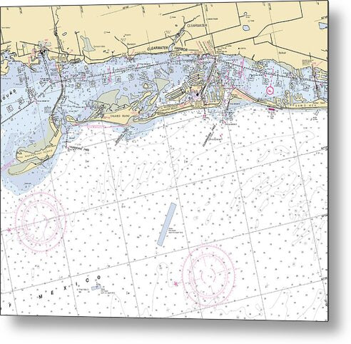 Clearwater -florida Nautical Chart _v6 - Metal Print