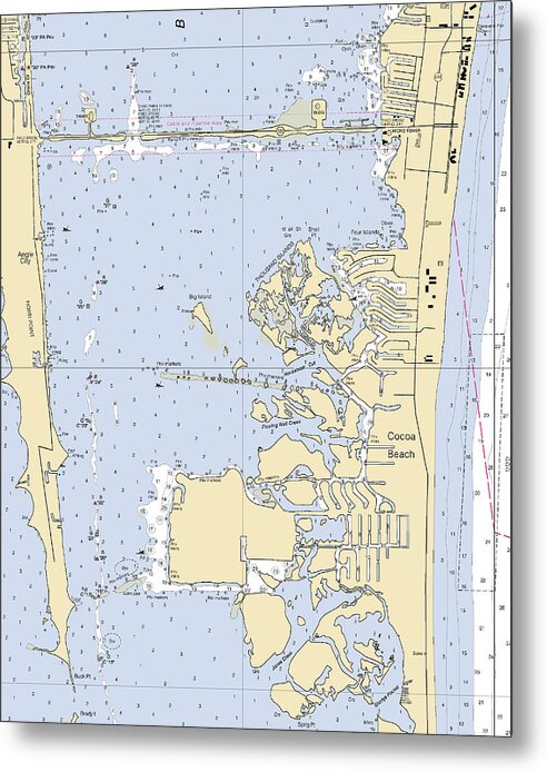 Cocoa Beach-florida Nautical Chart - Metal Print