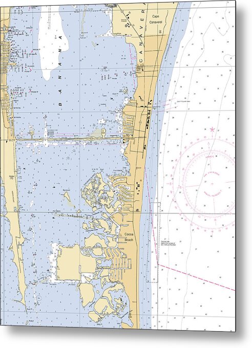 Cocoa-beach -florida Nautical Chart _v6 - Metal Print