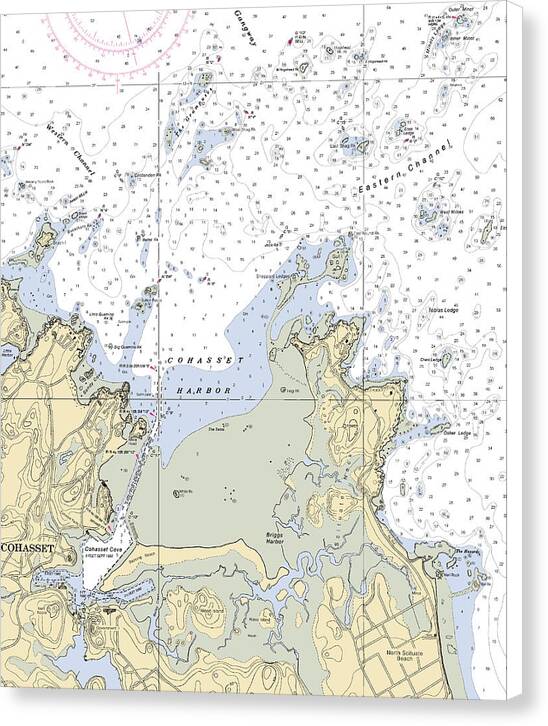 Cohasset Harbor-massachusetts Nautical Chart - Canvas Print