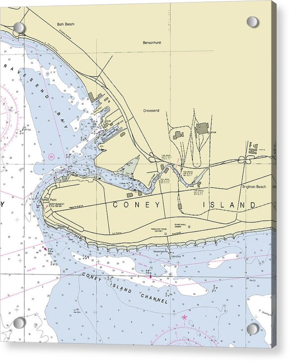 Coney Island New York Nautical Chart - Acrylic Print