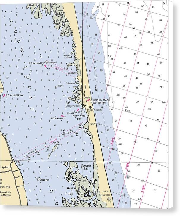 Corolla-north Carolina Nautical Chart - Canvas Print