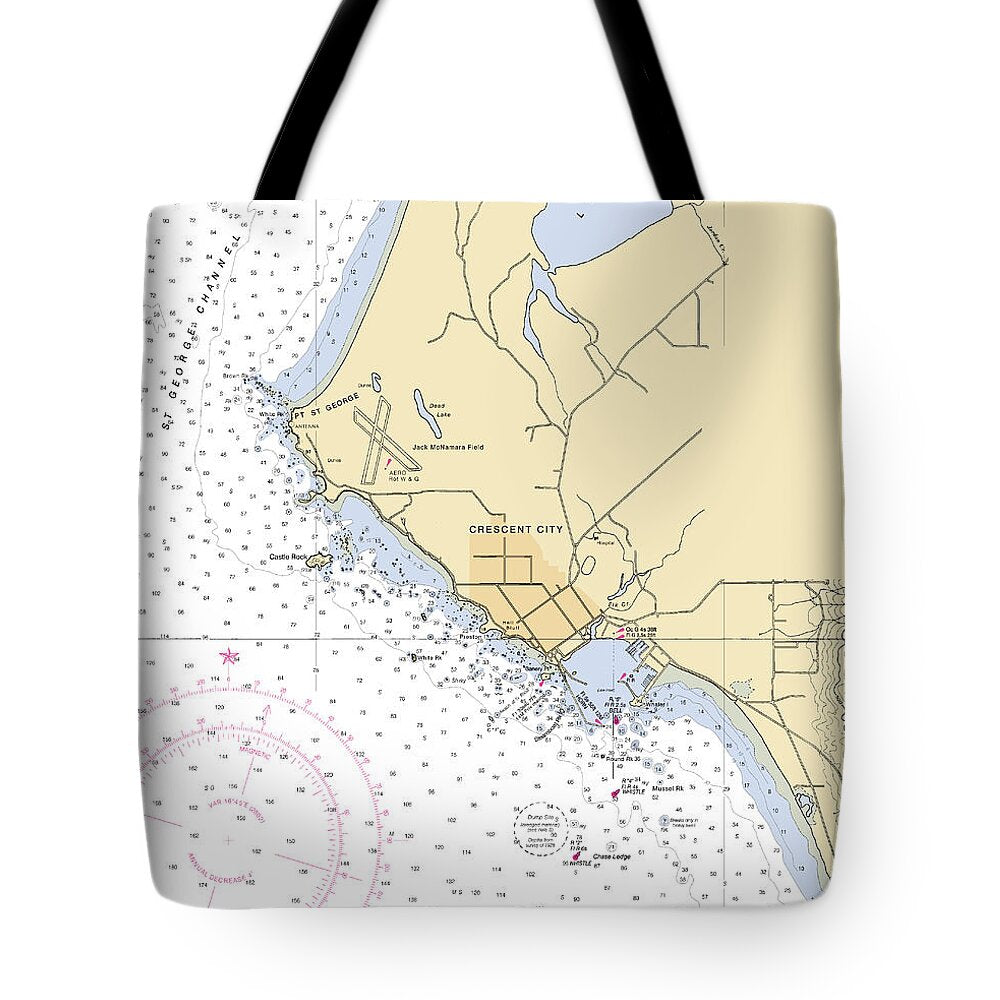 Crescent-city -california Nautical Chart _v6 - Tote Bag