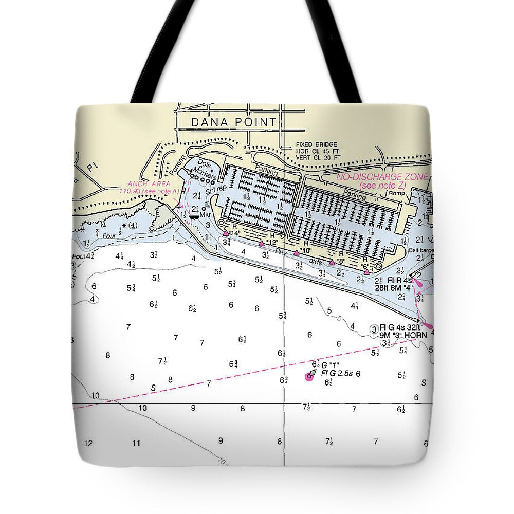 Dana Point California Nautical Chart - Tote Bag