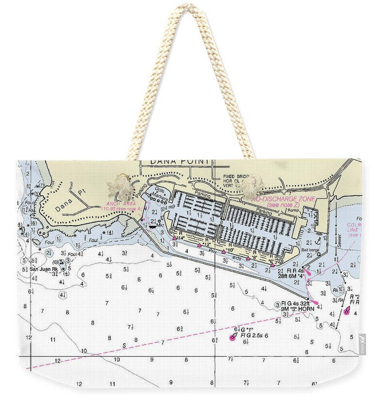 Dana Point California Nautical Chart - Weekender Tote Bag