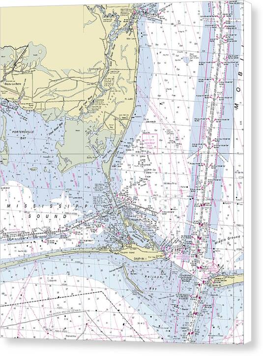 Dauphin Island Alabama Nautical Chart - Canvas Print