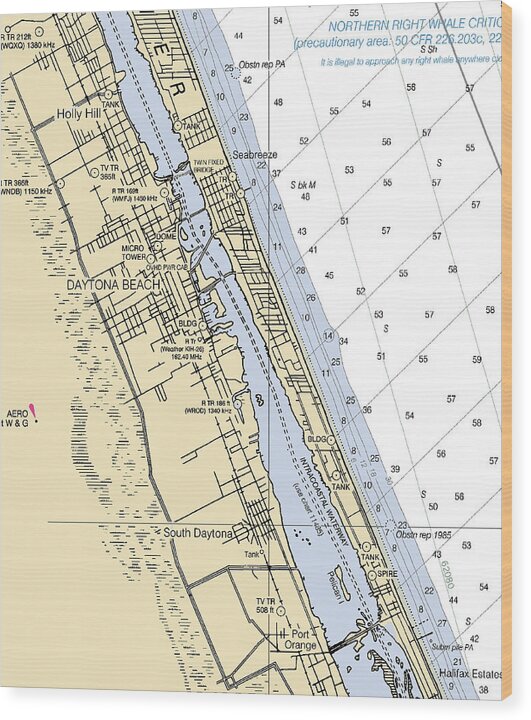 Daytona Beach -florida Nautical Chart _v2 - Wood Print