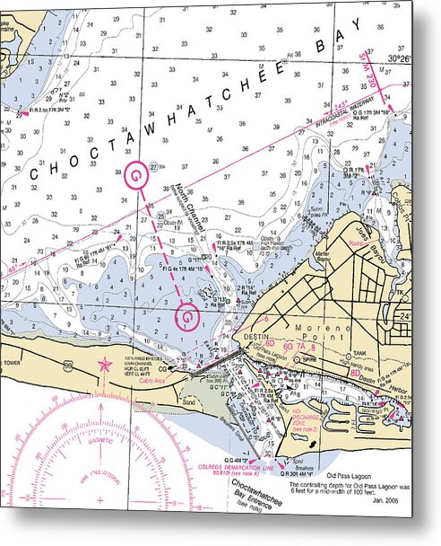 Destin-florida Nautical Chart - Metal Print