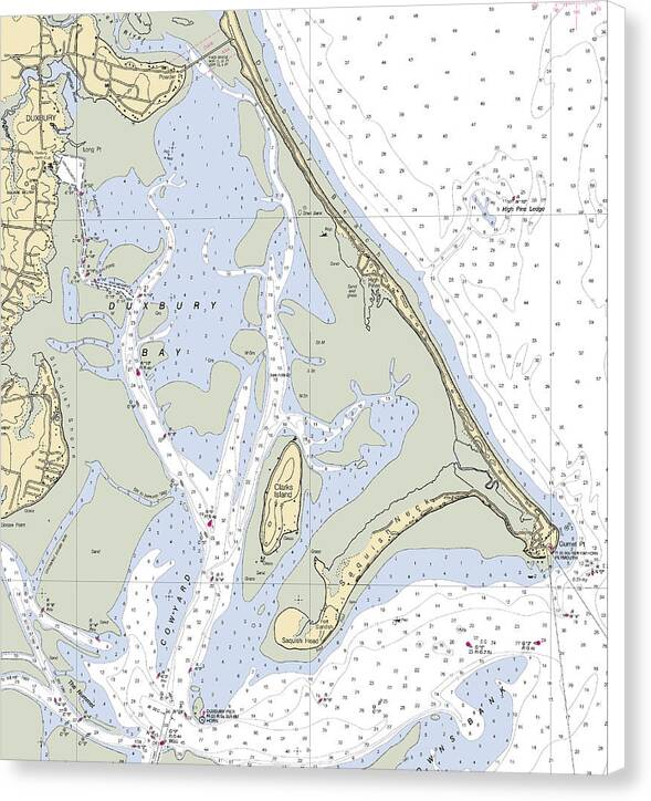 Duxbury Bay-massachusetts Nautical Chart - Canvas Print