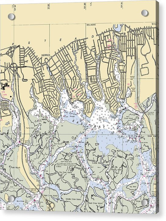 East Bay-new York Nautical Chart - Acrylic Print