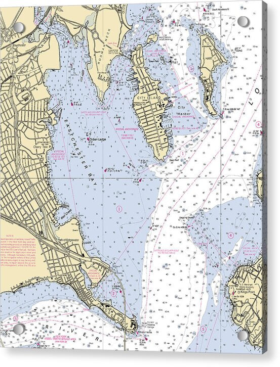 East Chester Bay-new York Nautical Chart - Acrylic Print