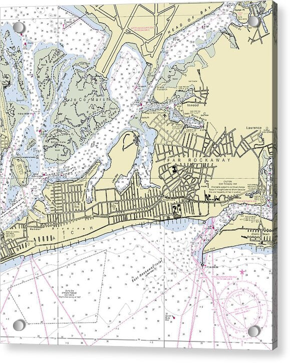 East Rockaway Inlet New York Nautical Chart - Acrylic Print