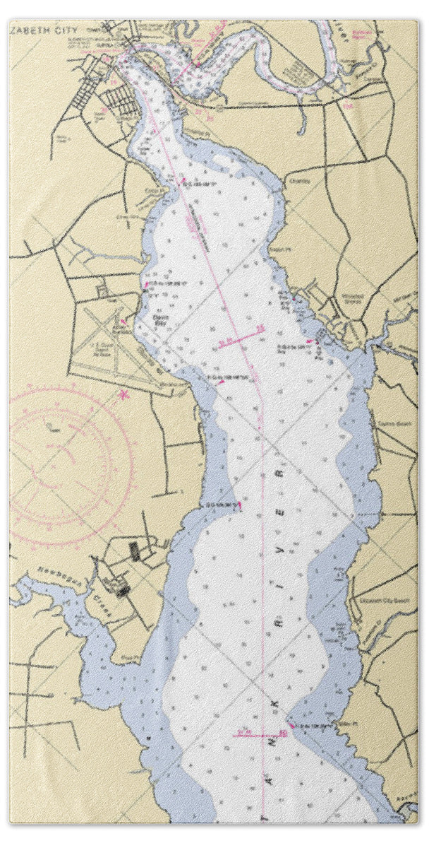 Elizabeth City-north Carolina Nautical Chart - Bath Towel