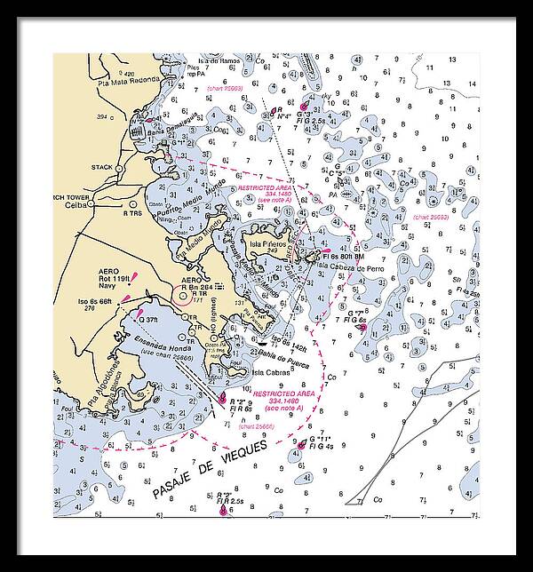 Ensenada Harbor-puerto Rico Nautical Chart - Framed Print