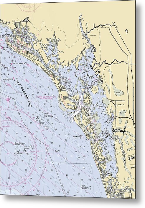 Estero-bay -florida Nautical Chart _v6 - Metal Print