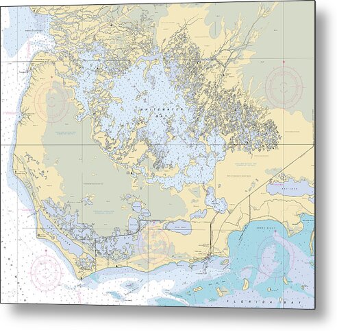 Everglades-flamingo -florida Nautical Chart _v6 - Metal Print